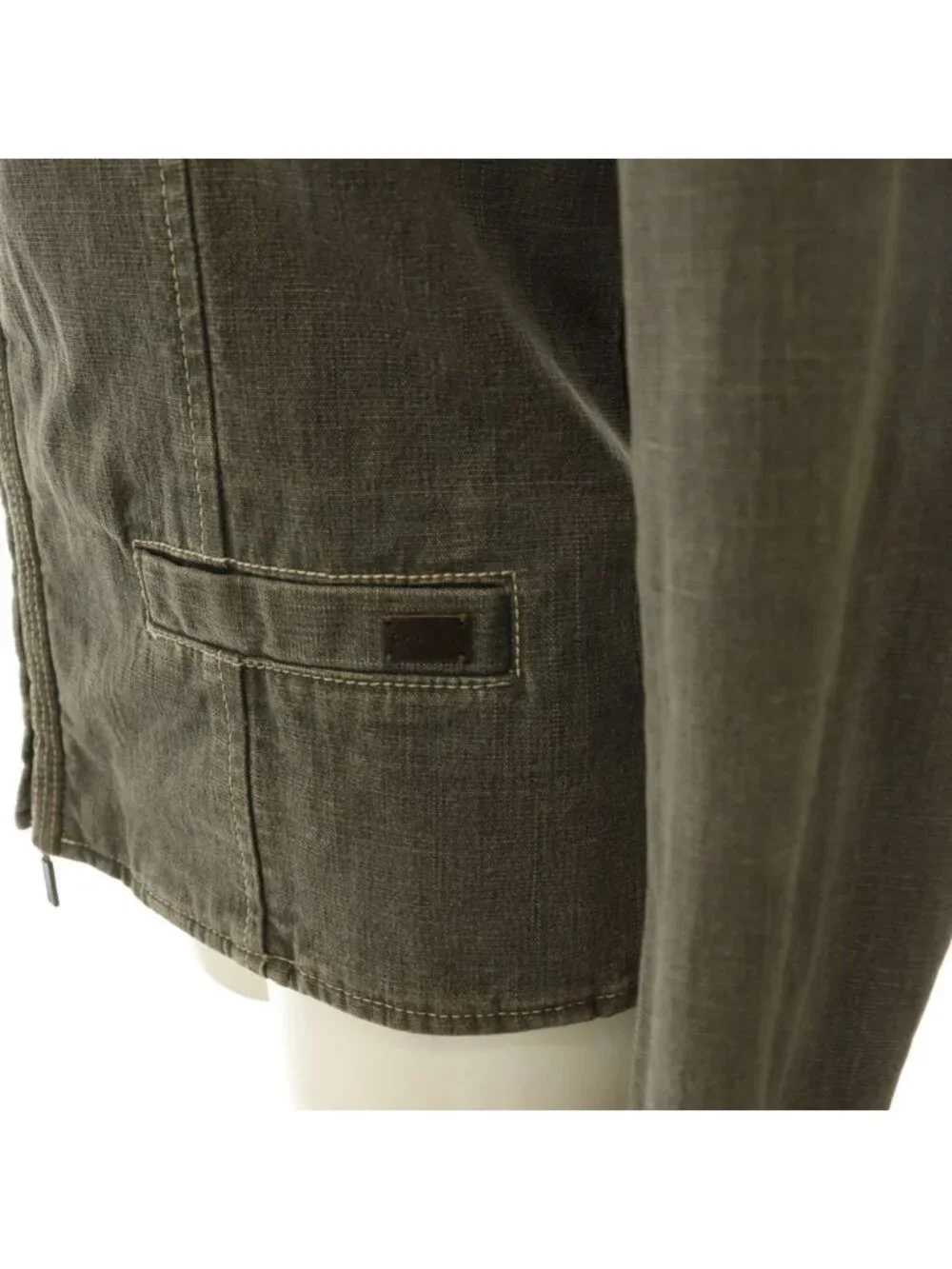 Chanel Denim Jacket Double Zip Cotton 38 Dark Gray HS